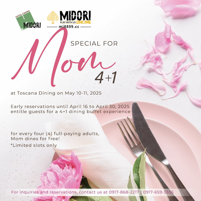 Mother’s Day 4+1 Buffet Promo at Midori Clark